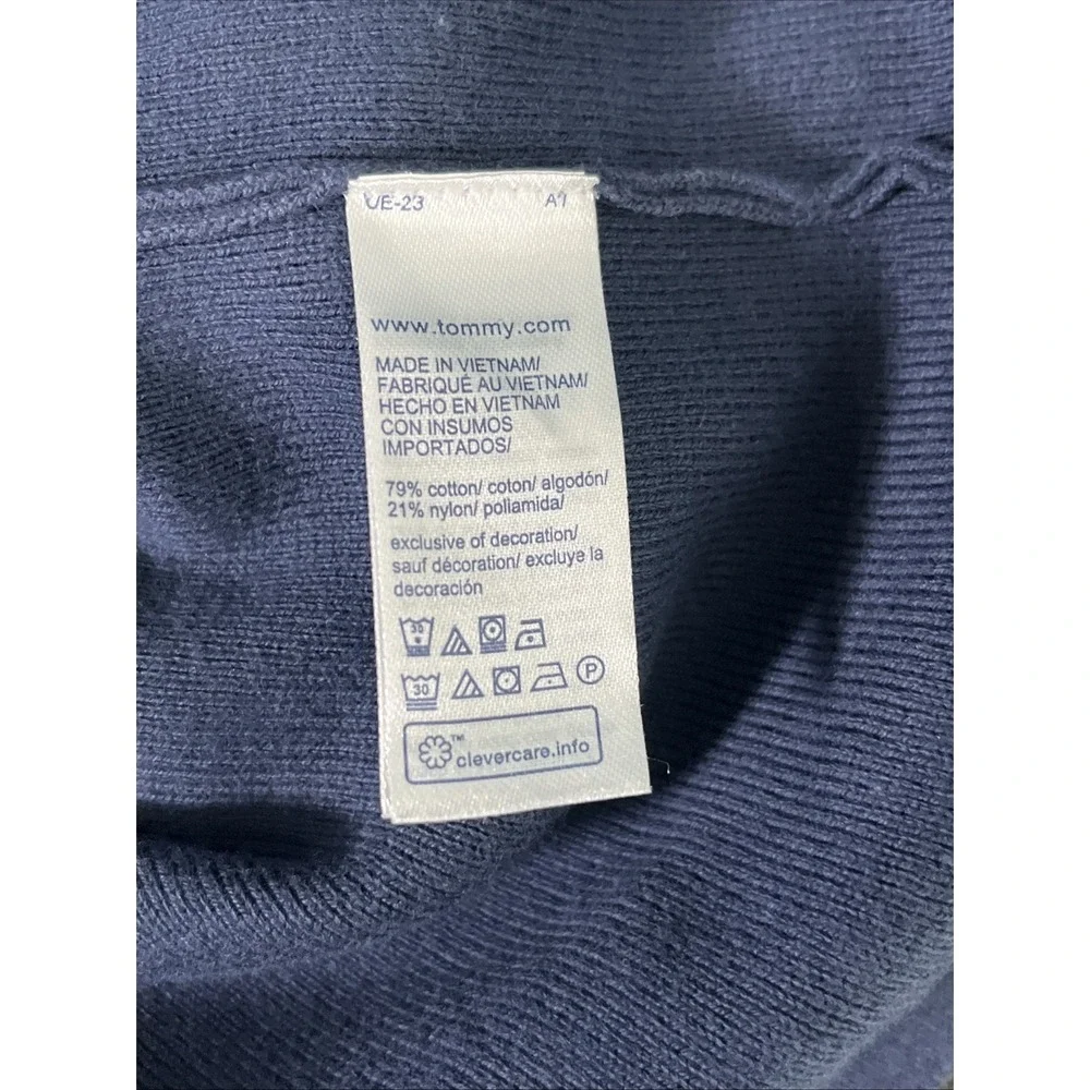 Tommy Jeans Skirt Womens XL Navy Blue Knit Pencil Midi Back Slit Cotton Heritage